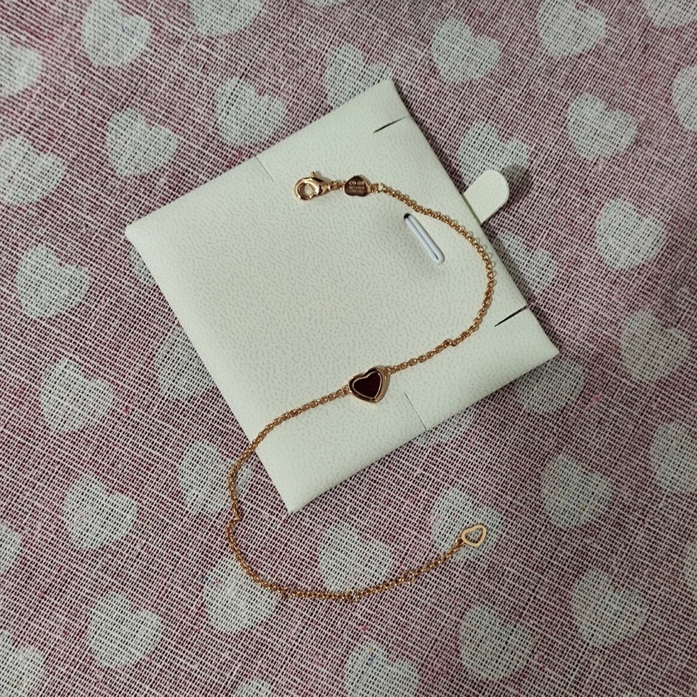 Chopard Rose Gold Chain Bracelet with Red Heart Pendant - Picture 10 of 12